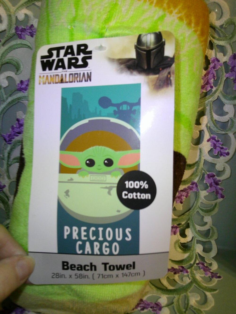 Star Wars Mandalorian Baby Yoda Grogu Precious Cargo beach towel 28 x 58 in NWT